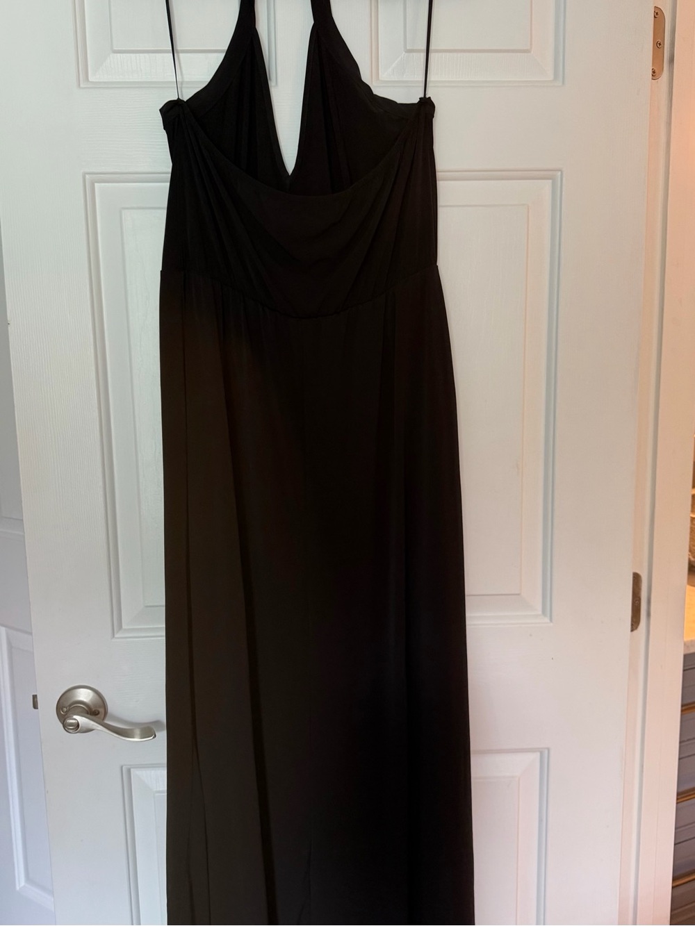 VENUS Black Draped Cowl-Neck Maxi Dress